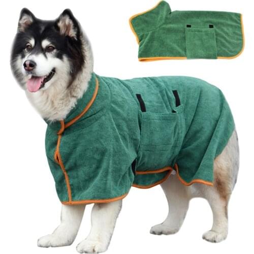 Dog Bathrobe for Small Medium Large Dogs Super Absorbent&Fast Drying Pet Bath Towel Soft Warm Puppy Drying Coat Adjustable Chest
