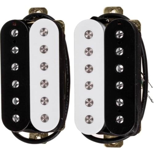 6 String Pickup Set Bridge And Neck Dual Coil, Black And White