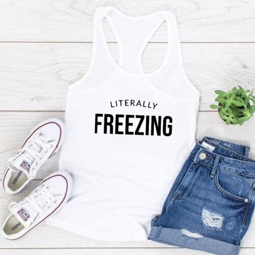 Literally Freezing 100% Cotton Tank Funny Women Sleeveless Indoorsy Gym Workout Tanks Tops