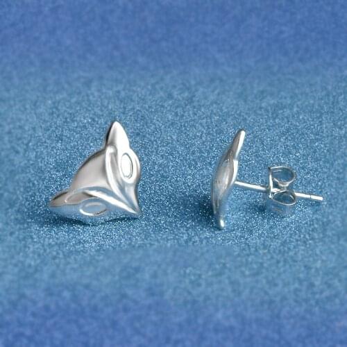 Cute Fox Earrings Animal Jewelry 925 Sterling Silver Fox Stud Earrings Jewelry Wholesale Cute Earrings For Women Lady Girl