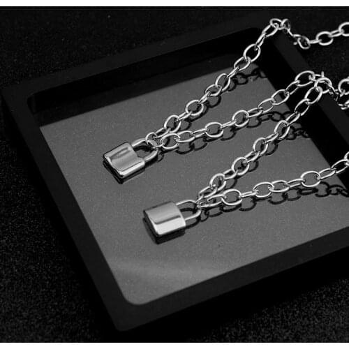 Fashion Stainless Steel Small Lock Necklace Men and Women Necklace Clavicle Chain hot sale