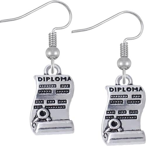 Fashion metal clear engraving ancient pendant earring FIT student graduation jewelry eardrop