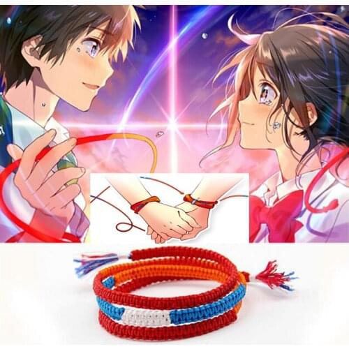 Fashion Women Men Anime Your Name Bracelets Japan Movie Model Braided Red Kabbalah Ropes Bracelets Pulseras Jewelry For Lovers
