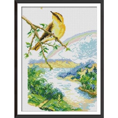 The bird on branch-spring cross stitch kit Square Round Drill stitching embroidery DIY handmade needlework