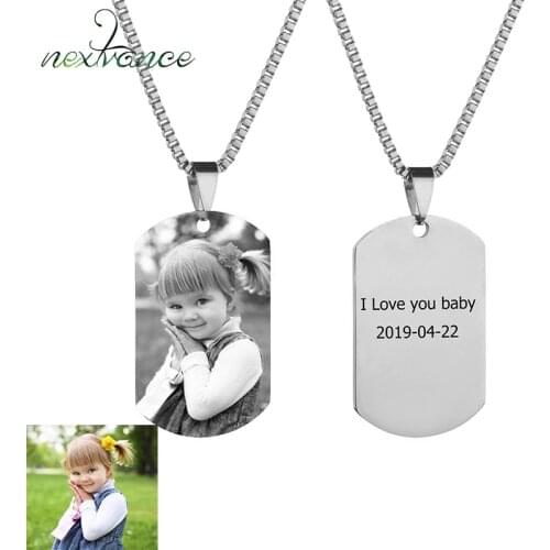 Nextvance Stainless Steel Personalized Engraved Necklace Custom Photo Name Pendant Necklaces For Children Birthday Gift