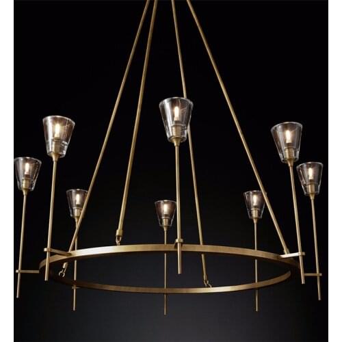 RH copper post-modern crystal chandelier simple luxury living room dining room study bedroom villa project decoration chandelier