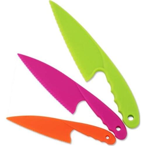 Colorful 3 Sizes Kids Kitchen Cooking Knife Safe Fruit Knives For Bread Lettuce Kids Chef Knife