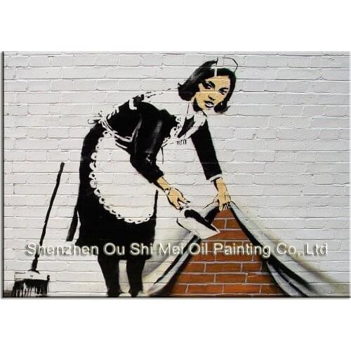 Handmade 3D Maid in Cleaning Paintings Hand painted Abstract Portrait Painting on Canvas for Room Stereo Feeling Wall Decor
