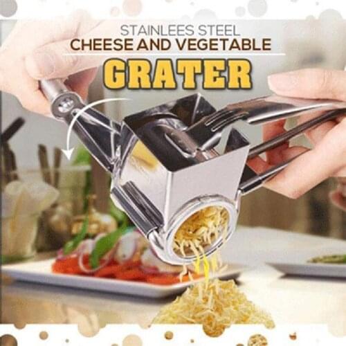 Hand-Cranked Whirling Cheese Grater Kitchen Stainless Steel Cheese Grater Hand Crank Rotary Blades Vegetable Slicer Shredder