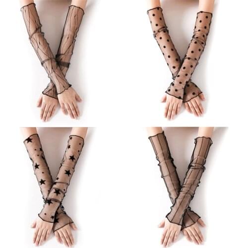 Sexy Women Line Lady Lace Flower Summer Anti-UV Gloves Fashion Shading Long Fingerless Bridal Glove Gloves