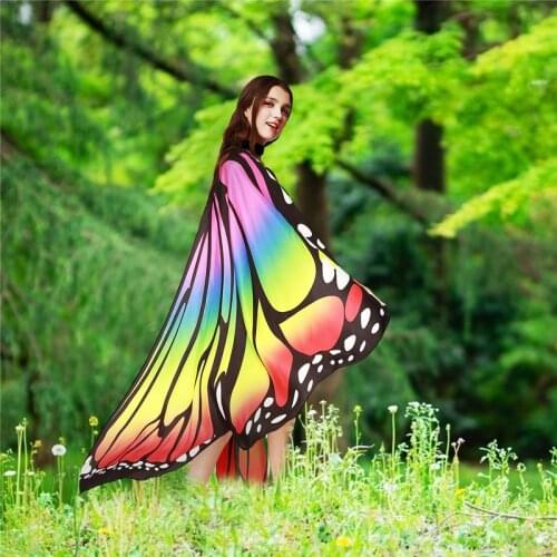 Jovivi Butterfly Womens Shawls Colorful Butterfly Wing Cape Soft Scarves Europen Fashion Summer Long Shawls 1pc New Arrival
