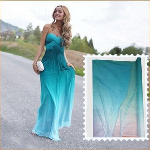 Green Ombre Chiffon Material Bridal Dress Textiles Tecido