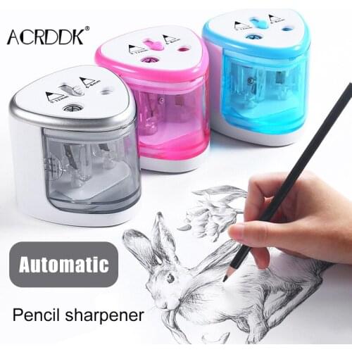 Electric Pencil Sharpener Portable Double Hole for Student Classroom Home Office FL