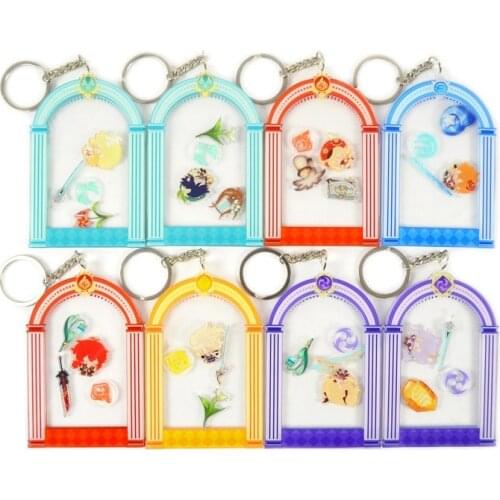 Genshin Impact Keychain Man Acrylic Key Chain Women Shake Key Holder Lumine Keyring Anime Key Ring Pendant Project Porte Clef