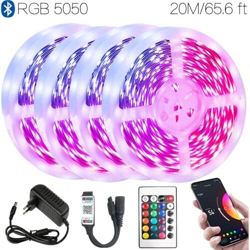 65.6ft (20M) Home Ceiling Festival Party Decoration DIY Mode Discoloration Waterproof Ruban Led RGB 5050 Bluetooth Smart Control
