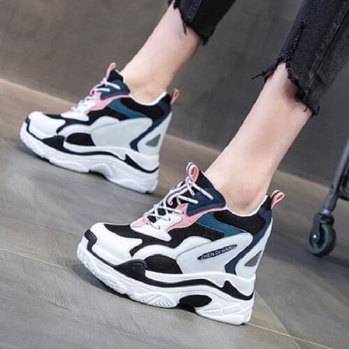 Spring Autumn New Outdoor Wedges Heels Height Increasing Mixed Colors Mesh Genuine Leather Women Casual Sneakers Shoes 20210413