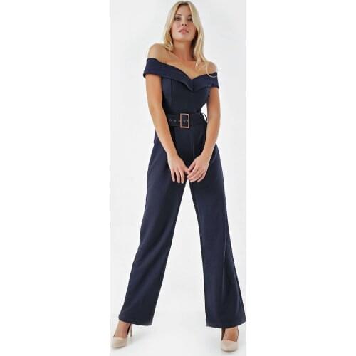 Navy blue Women Jumpsuit Dress % 50 Cotton-Polyester-15 of 35 Spandex Strapless Women 'S Dress 2021