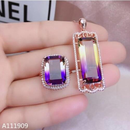 KJJEAXCMY boutique jewelry 925 sterling silver inlaid Ametrine necklace pendant ring ladies Suit exquisite