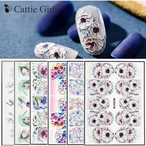 1 Sheet NEW UV 3D Nail Sticker Flowers Gel Nails Stickers Water Decal Nail Accessories with UV Gel for DIY Nails Decorations