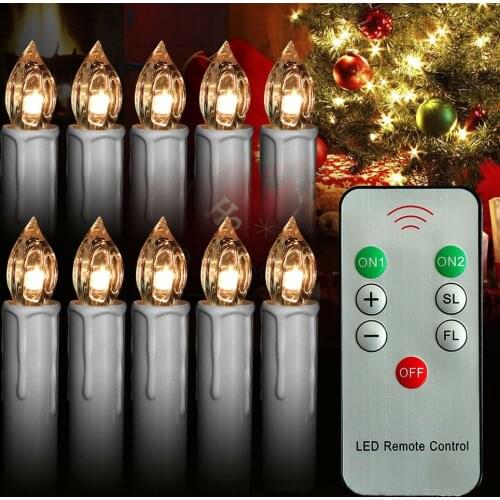 10pcs LED Candle Lights Flameless Candles Xmas Tree Decor Candle Light with Remote Control & Clip Wedding Christmas Candles Ligh