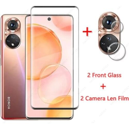 2PCS For Honor 50 Glass for Honor 50 Pro Tempered Glass Film Screen Protector HD Camera Len Film for Honor 50 Pro