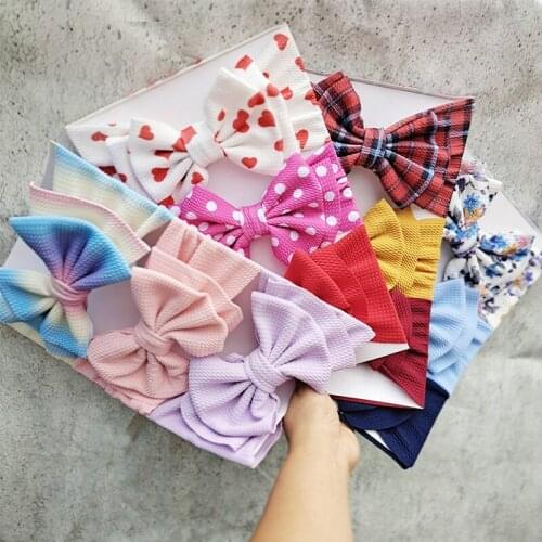3pcs/set Nylon Bowknot Baby Girls Headband Infant Turban Headwraps Newborns Photography Props Haarband Baby Hair Accessories