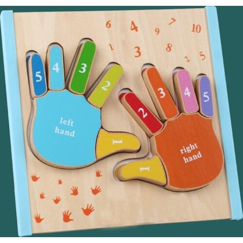 Palm Shape 3D Puzzles Montessori Materials Educational Wooden Toys for Kids Finger Count Board Toy Teaching Aids Baby Toy
