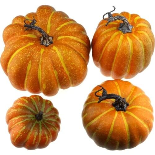 Gresorth 4 PCS Fake Pumpkins Artificial Vegetable Fall Autumn Halloween Christmas Decoration