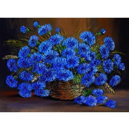 Germany Blue Cornflower Diamond Mosaic Full Square round drill Diamond Embroidery Flowers 5d diy Diamond Painting Cross Stitch
