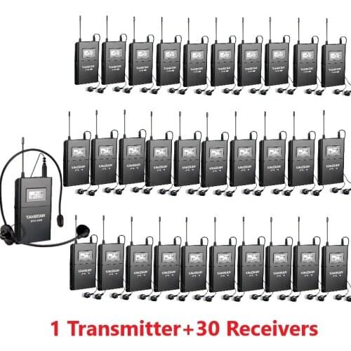 Takstar WTG-500 / WTG 500 UHF PLL Wireless audio system operating range up to 100m for Tourist guide 1 Transmitter +30 Receivers