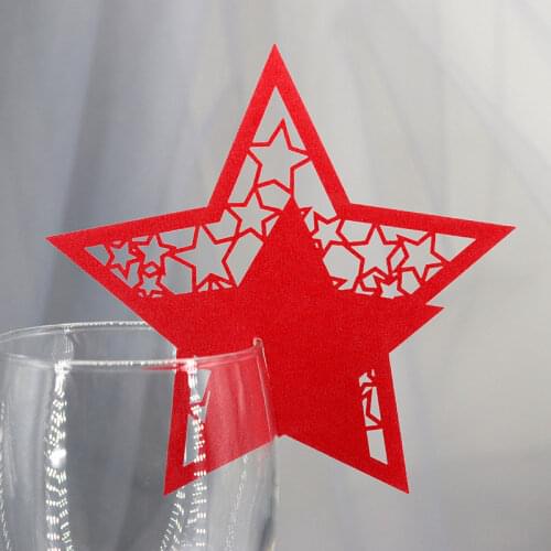 10PCS Star Laser Cut Table Mark Wine Glass Paper Card Name Place Card Wedding Birthday Baby Shower Party Favor Supplies
