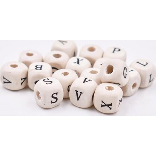 50pcs 10mm Letter Beads Square Beads Natural Color Wooden Beads DIY Jewelry Making For Bracelet Necklace Accessories