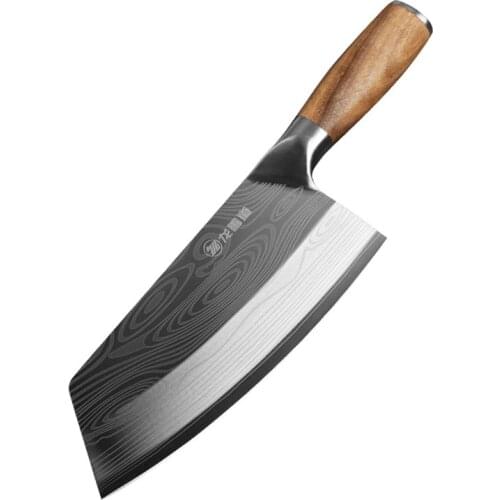 Household Super Fast Sharp Non Grinding Lady Kitchen Cutting Meat Vegetable Special Chef Knife Patterned Blade Cleaver Slicer