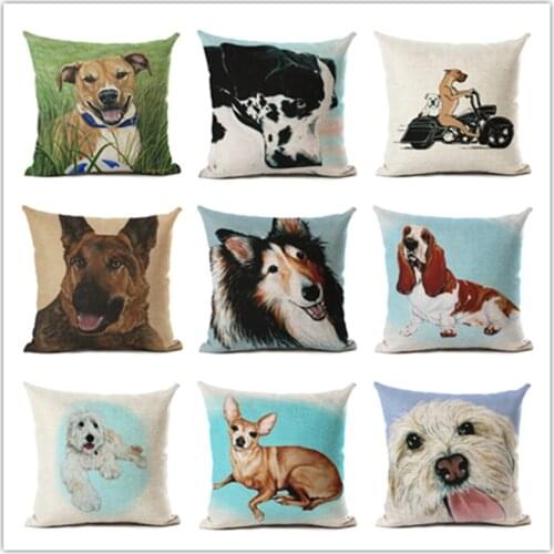 Animal Style Creative Cute Dog Printed Cushion Cover Decorative Sofa Throw Pillow Car Chair Home Decor Pillow Case Almofadas