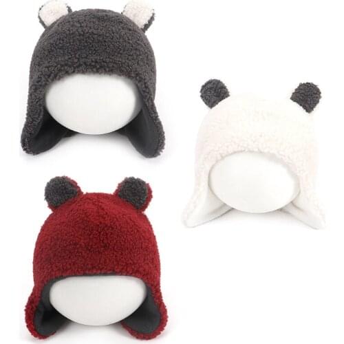 Baby Cute Bear Ears Earflap Hat Winter Warm Plush Beanie Toddler Infant Boys Girls Gifts