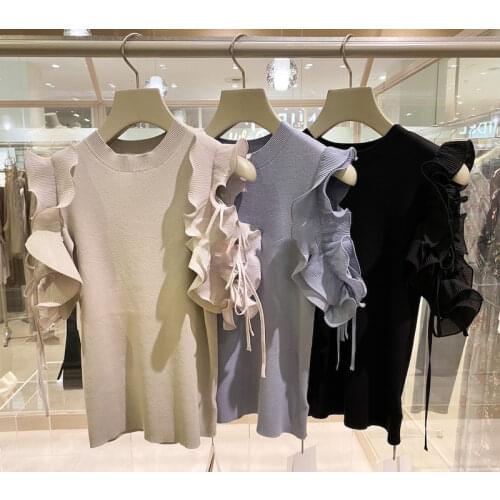 Neploe Elegant Ruffles Patch Sexy Shoulder Strapless Blouse Women O Neck Flare Short Sleeve Work Style Ol Solid Shirt Simple