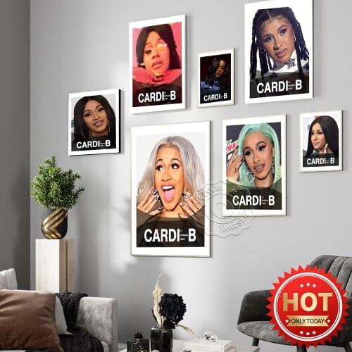 Hot Rapper Singer Cardi B Poster, Hip Hop Music Star Wall Art Print Picture, Modern Living Room Decor, Bar Pub Club Fans Collect