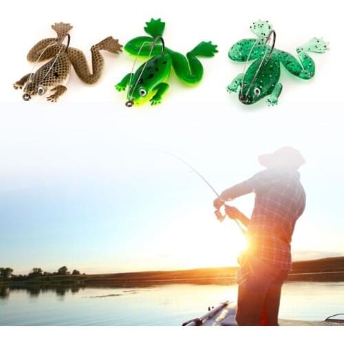 Artificial Fishing Lures Silicone Frog Bass Bait Hook Topwater Crankbaits Tackle X3UA