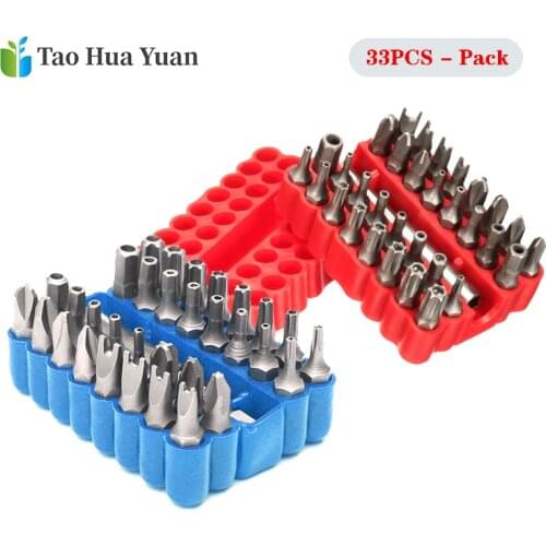 33pcs Screwdriver Tamper Proof Security Bits Set With Magnetic Extension Bit Holder Torx Hex Star Spanner Woodworking Tool Set A