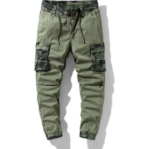 New Army Green Camouflage Print Men Cargo Pants Casual Loose Outdoor Tactical Army Pants Multi Pocket Big Size Men Pants 29-38