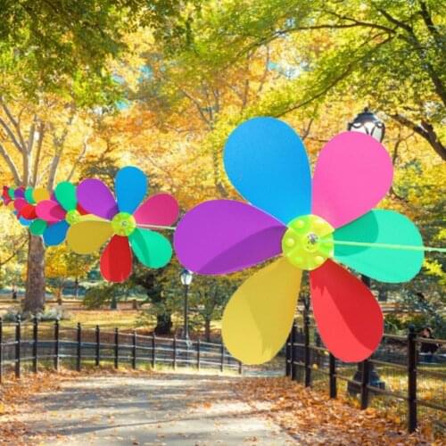 Wind Whirligig Delicate Craft Six Colors Light Weight Flower Hanging String Windmill for Gift