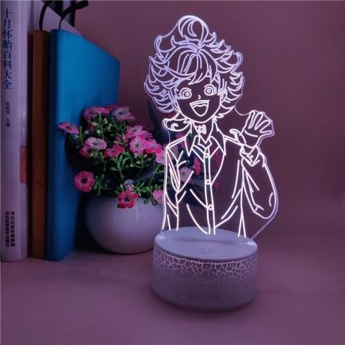 Anime Night Light 3D LED Kids Nightlight Acrylic Desk Lamp The Promised Neverland Emma Room Party Decor Fans Child Birthday Gift