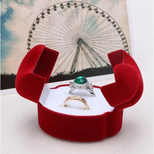 New Velvet Engagement Wedding Couple Ring Earring Jewelry Display Storage Box Case