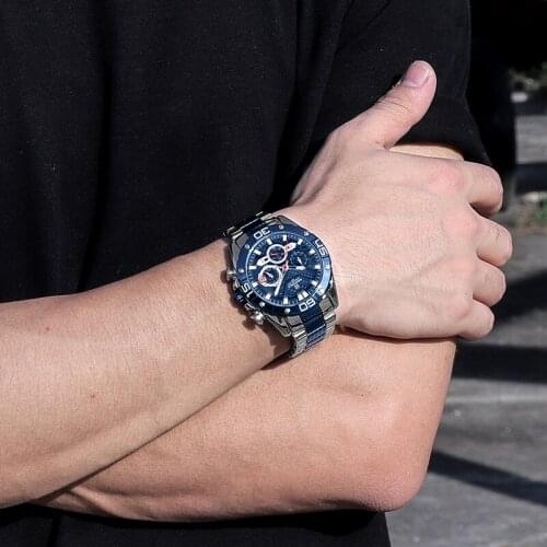 2021The New NAVIFORCE Mens Fashion Watches Stainless Steel Strap Waterproof Luminous Hands Wristwatch Sports Quartz Date Clock