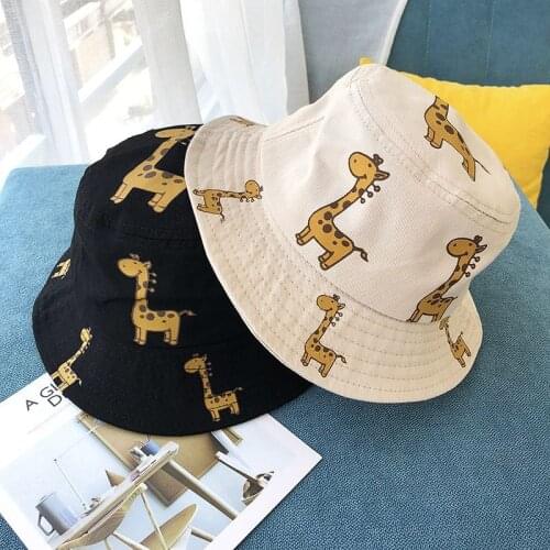 New Cartoon Giraffe Baby Sun Hat Spring Autumn Children Bucket Hats Girl Boy Outdoor Beach Caps 1-5 Years Kids Casual Panama Cap