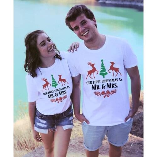 Couples First Christmas Tshirt Our First Christmas As Mr & Mrs Couples Christmas Shirt Casual Mr and Mrs Xmas T-shirts Clothes