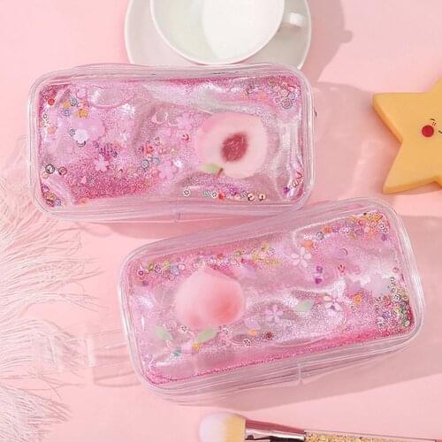 Pencil case school Peach Color Cosmetic Bag Large Capacity Multiple Uses Pencil Case High-quality Portable Cute Pencil Bag Kawai