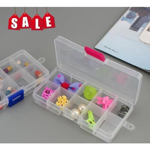 10 Grids Compartment Plastic Transparent Organizer Jewel Bead Case Cover Container Storage Box For Jewelry Pill Screw Diamond
