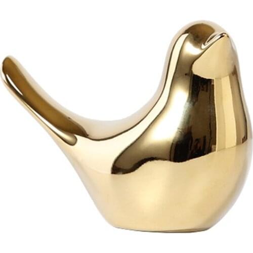 Polar House Golden Bird Figurines Modern Ceramic Bird Statues Animal Sculpture Home Decoration Crafts Gold Ceramic