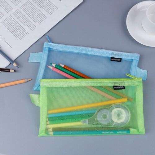 1PC Simple Transparent Mesh Cosmetic Bag Travel Pouch Pencil Case Storage Bags